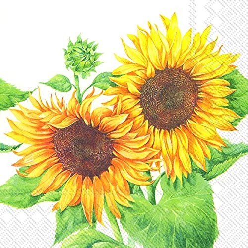20 Servietten Zwei Sonnenblumen in voller Bl?te | Blumen | Herbst | Tischdeko 33x33cm von Servietten Blumen
