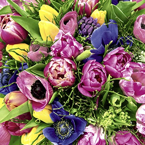 20 Servietten Blumenstrauß nach Frühlingsart | Blumen | Tulpen | Frühling | Ostern | Tischdeko 33x33cm von Servietten Frühling