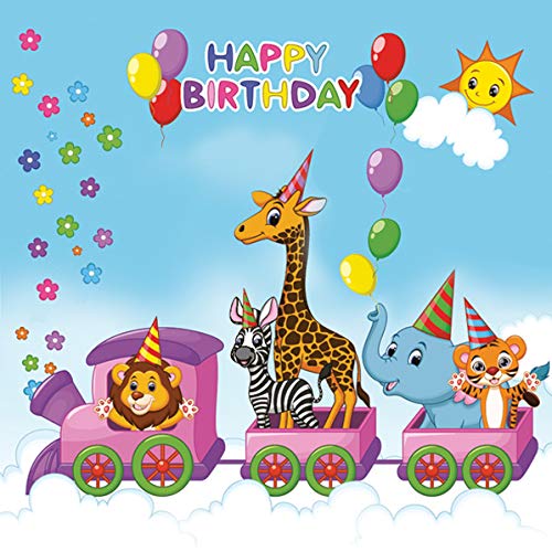 20 Servietten Zug zum Geburtstag | Kinder | Tiere | Zoo | Happy Birthday 33x33cm von TESTEL