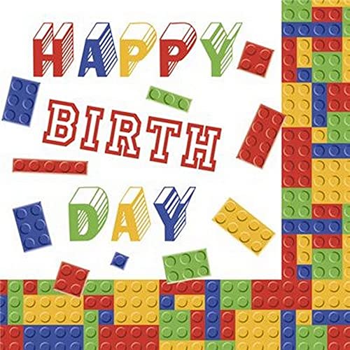 Servietten Geburtstag 20 Servietten Bausteine zum Geburtstag | Kinder | Kindermotiv | Junge | Party | Happy Birthday | Tischdeko 33x33cm von TESTEL