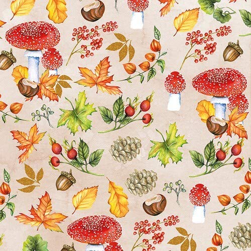 20 Servietten Alles vom Herbst | Pilze | Blätter | N?sse | Fr?chte | Tischdeko 33x33cm von Serviettenshop
