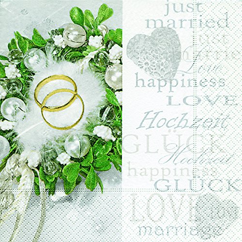 20 Servietten Hochzeitsfreude/Hochzeit/Just Married 33x33cm von KOMIRO