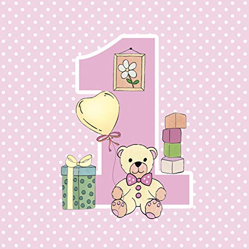 20 Servietten Erster Geburtstag rosa | Mädchen| Baby | Kinder 33x33cm von Servietten Kinder
