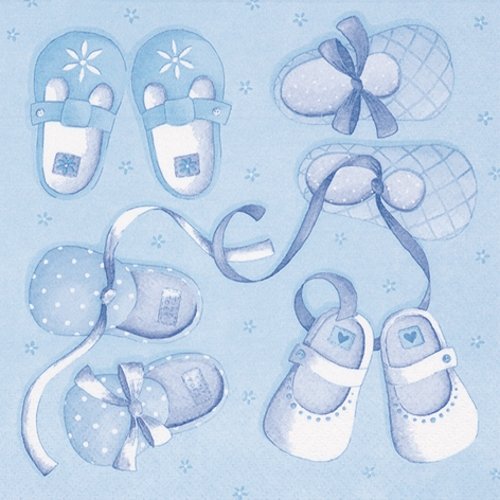 20 Servietten Kleine Schuhe blau/Jungen/Geburt/Taufe 33x33cm von Servietten Kinder