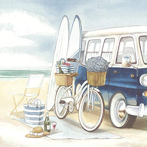 20 Servietten Ausflug zum Surfen | Strand | Fahrrad | Sommer | Urlaub 33x33cm von Servietten Maritim