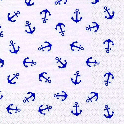 20 Servietten Kleine Anker auf weiß | Maritim | See | Meer 33x33cm von Servietten Maritim