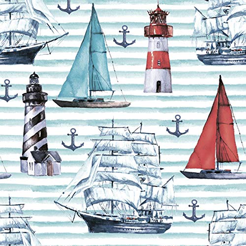 20 Servietten Segelboote an Leuchtt?rme | See | Meer | Tischdeko 33x33cm von Servietten Maritim