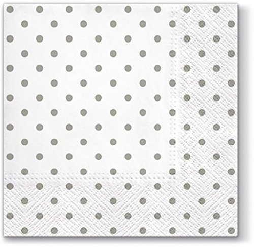 20 Servietten Mini-Punkte grau auf weiß/gepunktet/Punkte/Muster 33x33cm von Serviettenshop