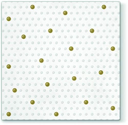 20 Servietten gepr?gt Zarte Punkte weiß-Gold/gepunktet/Muster/Geburtstag/M?dchen/Junge 33x33cm von Serviettenshop