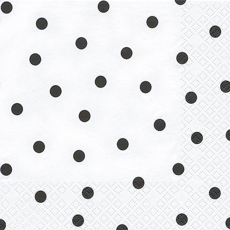 20 Servietten Schwarze Punkte auf weiß/gepunktet/Muster/zeitlos 33x33cm von Servietten Muster