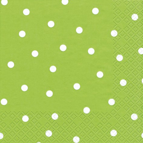 20 Servietten weiße Punkte auf grün/gepunktet/Muster/zeitlos/hellgrün 33x33cm von Serviettenshop