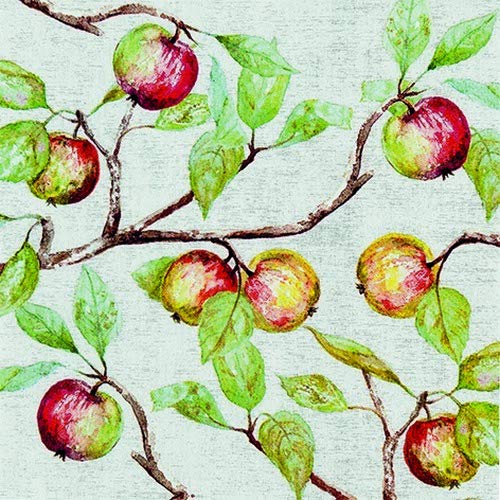 20 Servietten Apfelzweige als Tischdeko mit Obst 33x33cm von Servietten Natur und Garten