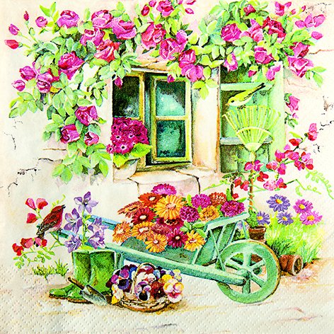 20 Servietten Backyard Garden - Zeit für Gartenarbeit/Blumen/Garten 33x33cm von Servietten Natur und Garten