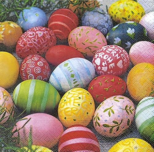 20 Servietten Colourful Eggs Farbenfrohe Ostereier/Ostern/Frühling 33x33cm von Servietten Ostern