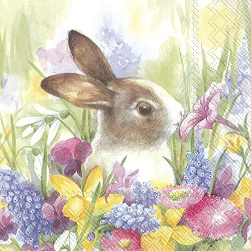 20 Servietten Hase im bunten Frühling | Tiere | Ostern | Tischdeko 33x33cm von Servietten Ostern