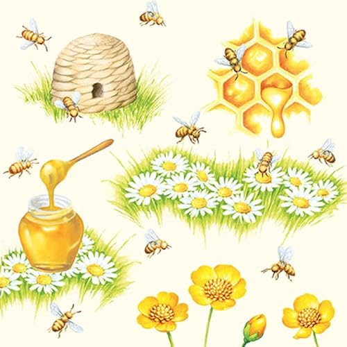 20 Servietten Bienen bei der Arbeit | Honig | Sommer | Tischdeko 33x33cm von Servietten Sommer