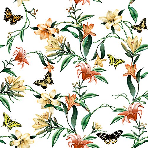 20 Servietten Schmetterlinge an Ranken/Blumen/Sommer/Tiere 33x33cm von Servietten Sommer