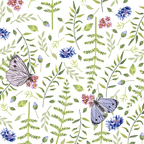20 Servietten Schmetterlinge erkunden die Wiese | Blumen | Gr?ser | Frühling | Sommer | Tischdeko 33x33cm von Servietten Sommer