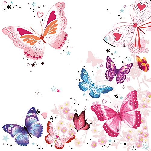 20 Servietten Strahlende Schmetterlinge/Tiere/Tiermotiv/Frühling/Sommer 33x33cm von Servietten Sommer