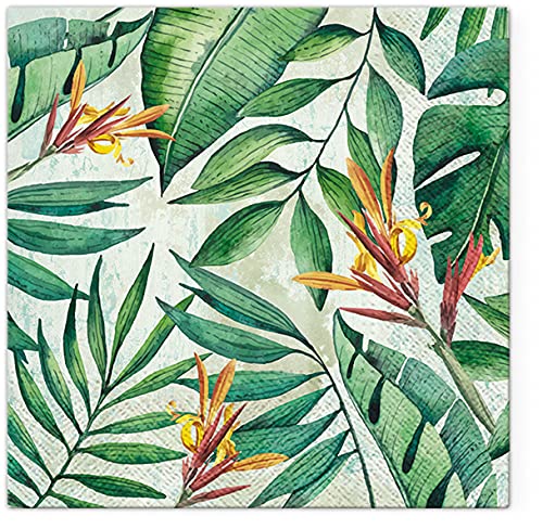 20 Servietten Tropical Garden - Exotische DschungelBlätter grün 33x33cm von Servietten Sommer