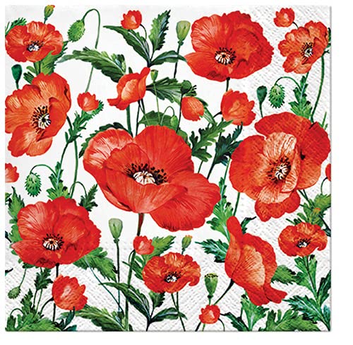 20 Servietten Zeit der Mohnblumen | Blumen | Sommer | Tischdeko 33x33cm von Servietten Sommer