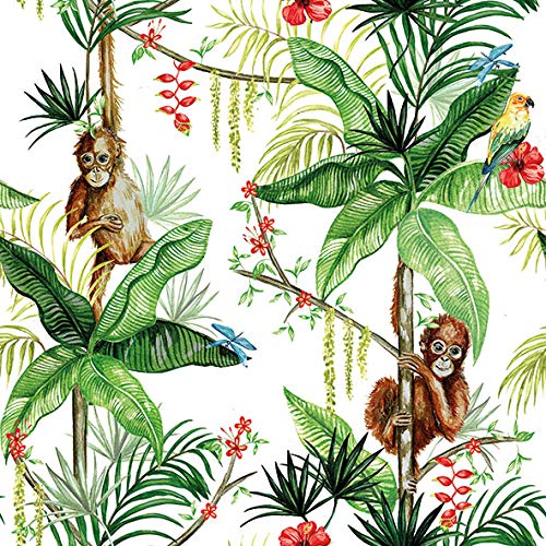 20 Servietten Affen im Urwald | Blätter | Tiere | Dschungel 33x33cm von Servietten Tiere