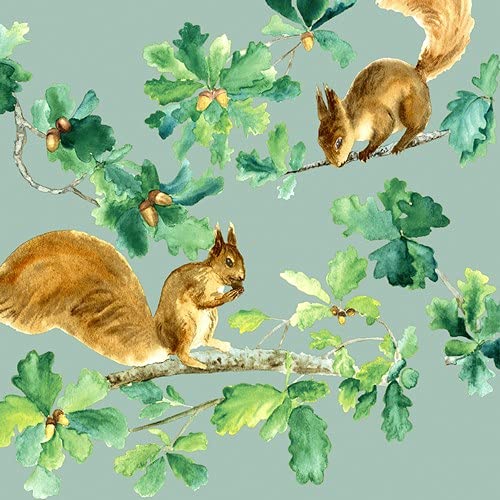 20 Servietten Eichh?rnchen auf Blätter | Tiere | Wald | Tischdeko 33x33cm von Servietten Tiere
