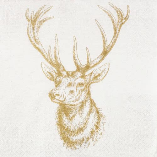 20 Servietten Eleganter Hirsch gold/Tiere/Jagd/Weihnachten 33x33cm von Servietten Tiere