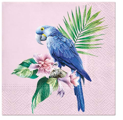 20 Servietten Exotischer Papagei auf rosa | Tiere | Dschungel 33x33cm von Servietten Tiere