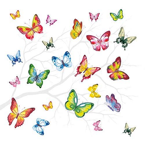 20 Servietten Fliegende Schmetterlinge in bunt als Tischdeko mit Tieren für den Sommer 33x33cm von Servietten Tiere