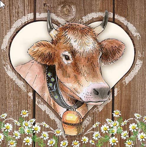20 Servietten Kuh im Herz als Tischdeko für Liebhaber vom Bayern und Tiermotive 33x33cm von Servietten Tiere