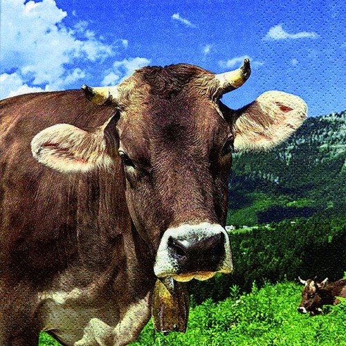 20 Servietten Kuh in den Bergen/Tiere/Tiermotiv/Bayern 33x33cm von Servietten Tiere