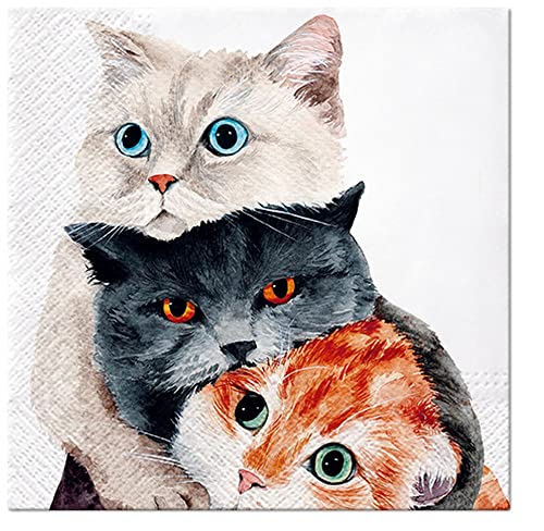 20 Servietten Lustiger Katzenstapel | Katzen | Tiere | Tiermotiv | Haustiere | lustig | witzig | Tischdeko 33x33cm von Servietten Tiere