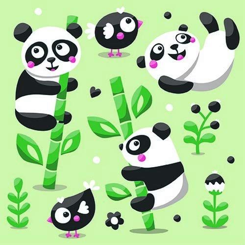 20 Servietten Verspielte Pandas als Tier- und Kindermotiv 33x33cm von Servietten Tiere