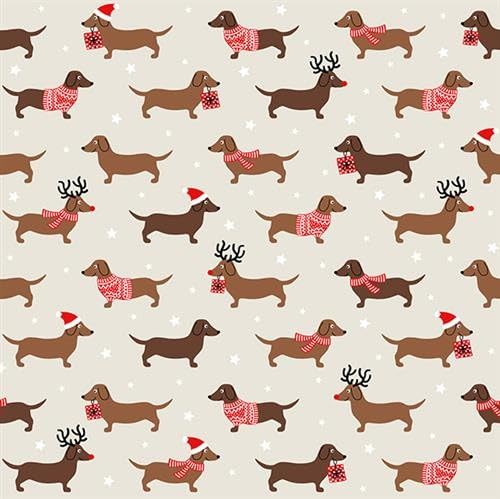 20 Servietten Weihnachtsdackel | Hund | Dackel Winter | Weihnachten | Tischdeko 33x33cm von Servietten Tiere