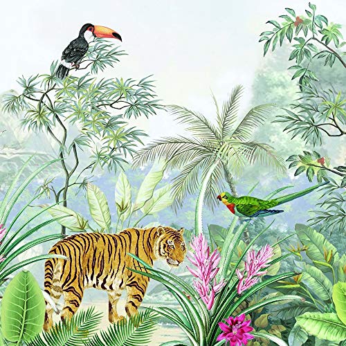 20 Servietten Wilde Tiere im Dschungel | Tiger | Tukan | Tropen | exotisch 33x33cm von Servietten Tiere