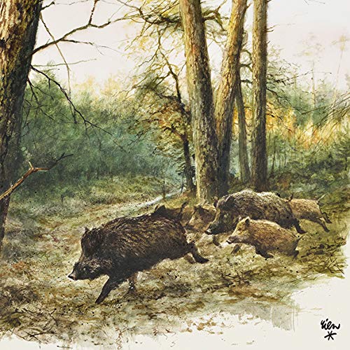 20 Servietten Wildschweine im Wald als Tischdeko für den Herbst mit Tiermotiv 33x33cm von Servietten Tiere