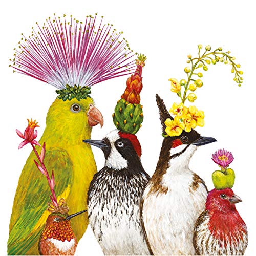 Servietten Blumen 20 Vögel mit exotischem Kopfschmuck | lustig Tiere Tischdeko 33x33cm Servietten Blumen 20 Vögel mit exotischem Kopfschmuck | lustig Tiere Tischdeko 33x33cm von Servietten Tiere