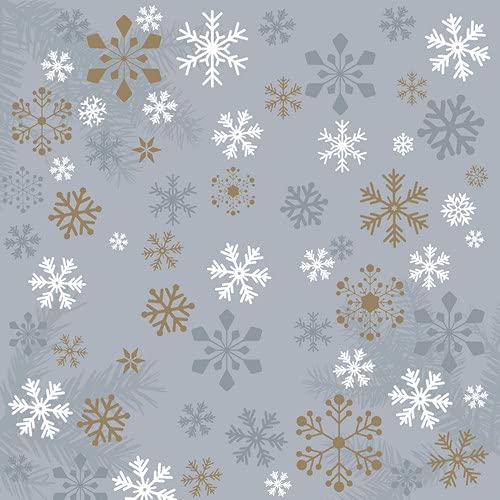 20 Servietten Flocken und Kristalle auf grau | Winter | Weihnachten | Tischdeko 33x33cm von Servietten Weihnachten