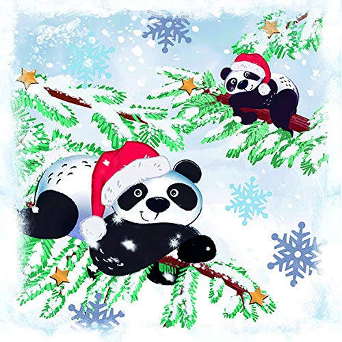20 Servietten Lustige Pandab?ren im Winter | Tiere | Weihnachten 33x33cm von Servietten Weihnachten