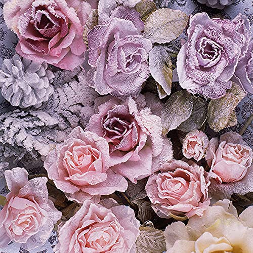 20 Servietten Rosen im Frost | Blumen | Winter | Weihnachten | Tischdeko 33x33cm von Servietten Weihnachten