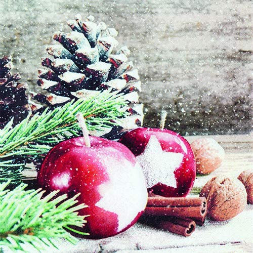 20 Servietten ?pfel, Zweige & Zapfen/Winter/Weihnachten 33x33cm von Servietten Weihnachten