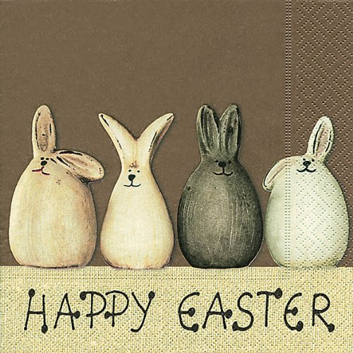 20 Servietten Happy Easter Bunnies ? Happy Easter Hasen/Ostern/Frühling 33x33cm von Serviettenshop