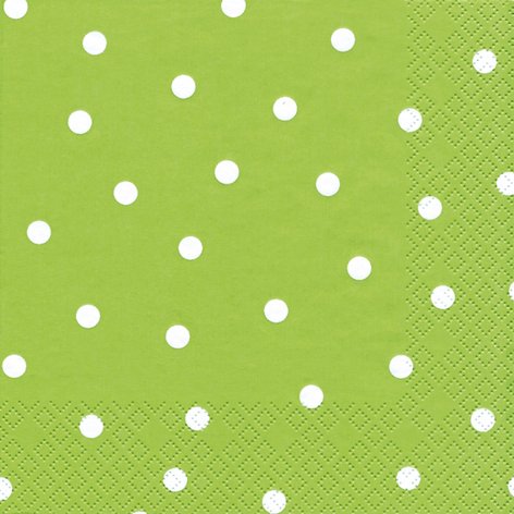 20 Servietten weiße Punkte auf gr?n/gepunktet/Muster/zeitlos/hellgrün 33x33cm von Serviettenshop