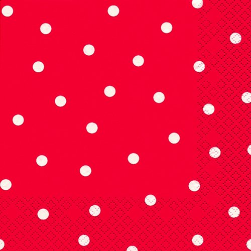 20 Servietten weiße Punkte auf rot/gepunktet/Muster/zeitlos 33x33cm von Servietten Muster
