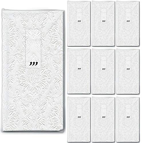 Serviettenshop 100 Taschentücher für die Hochzeit (10x10) Uni perlmutt mit Ornamente geprägt Freudentränen von Serviettenshop