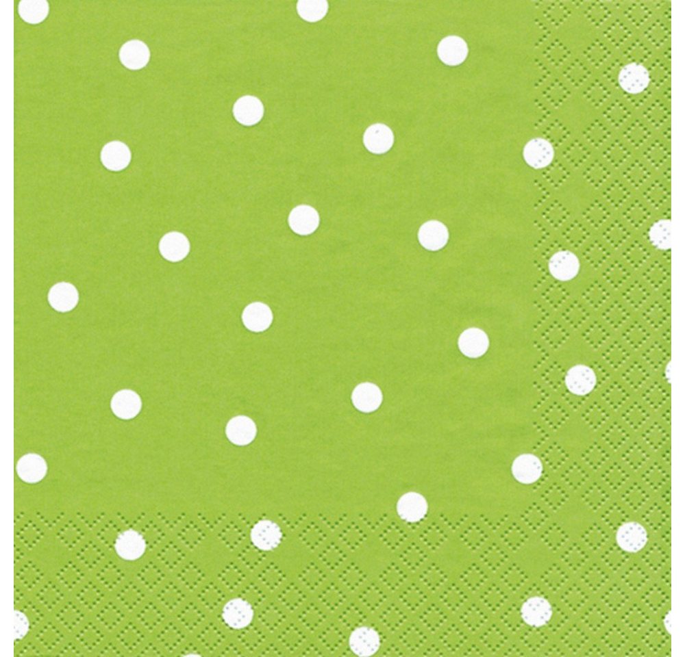 Serviettenshop Papierserviette 20 Servietten Punkte hellgrün 33x33cm, (20 St) von Serviettenshop