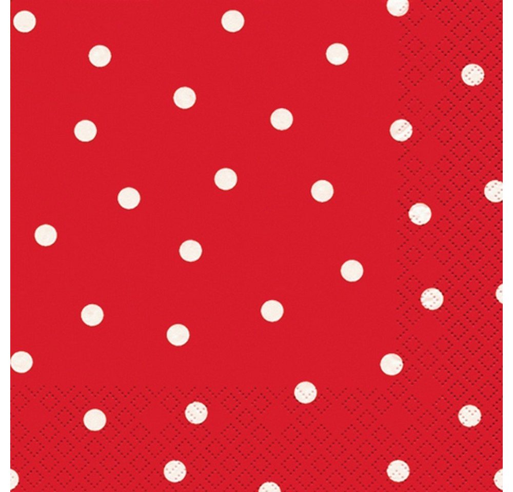 Serviettenshop Papierserviette 20 Servietten Punkte rot 33x33cm, (20 St) von Serviettenshop