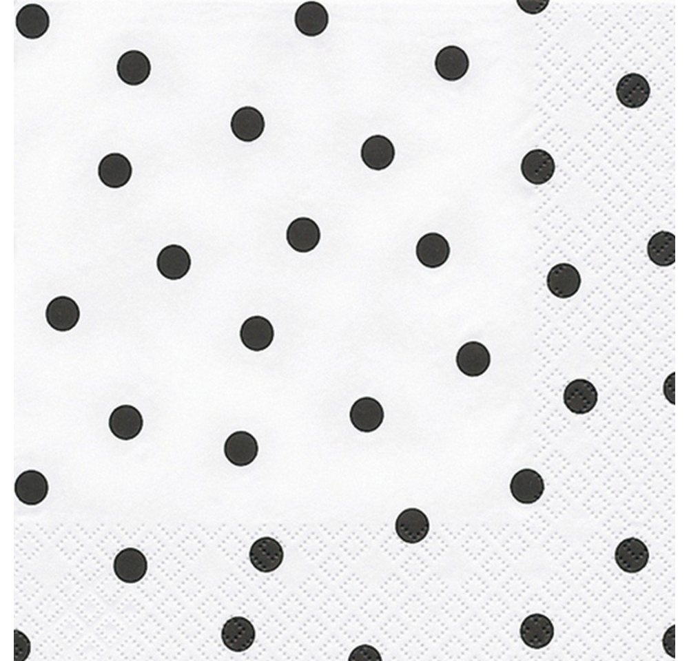 Serviettenshop Papierserviette 20 Servietten Punkte schwarz 33x33cm, (20 St) von Serviettenshop