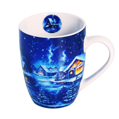 Tasse Weihnachten Märchenhaftes Winterdorf aus Porzellan. Motivtasse für den gedeckten Tisch und als Geschenk für Weihnachten 0,32L x H10,5cm von Serviettenshop